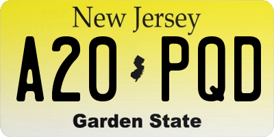 NJ license plate A20PQD