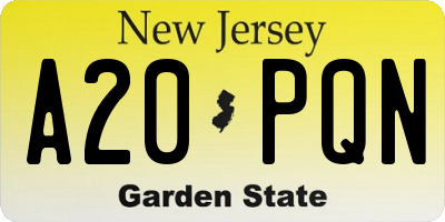 NJ license plate A20PQN