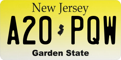 NJ license plate A20PQW
