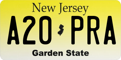NJ license plate A20PRA