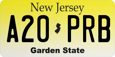 NJ license plate A20PRB