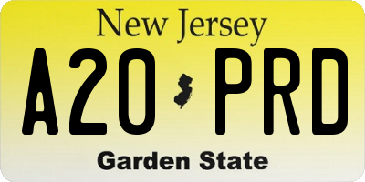 NJ license plate A20PRD