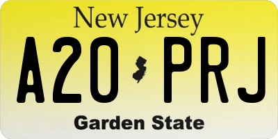 NJ license plate A20PRJ