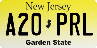 NJ license plate A20PRL