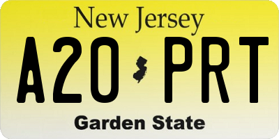 NJ license plate A20PRT