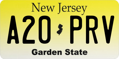 NJ license plate A20PRV