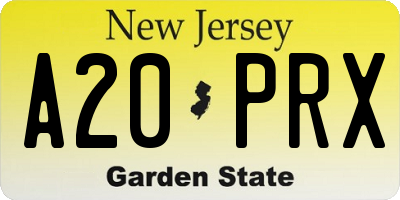 NJ license plate A20PRX