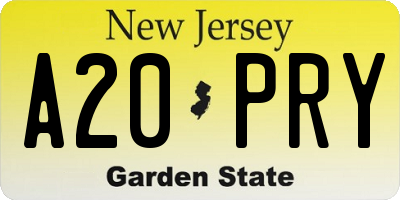 NJ license plate A20PRY