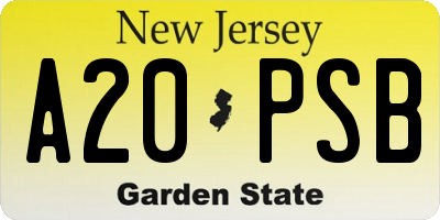 NJ license plate A20PSB