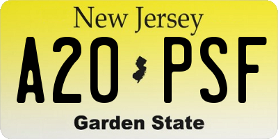 NJ license plate A20PSF