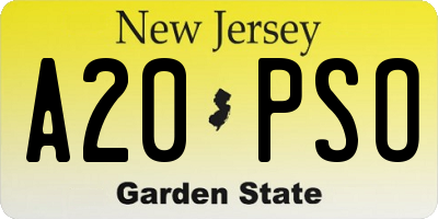 NJ license plate A20PSO