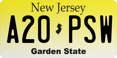 NJ license plate A20PSW