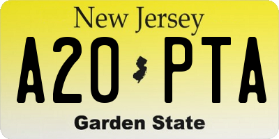 NJ license plate A20PTA