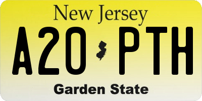 NJ license plate A20PTH