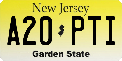 NJ license plate A20PTI