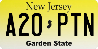 NJ license plate A20PTN