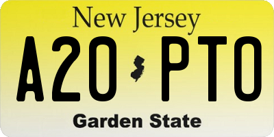 NJ license plate A20PTO