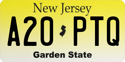 NJ license plate A20PTQ