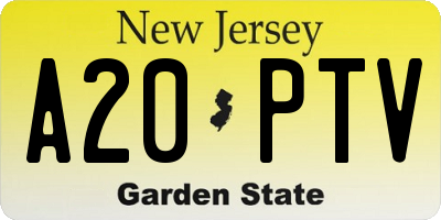 NJ license plate A20PTV