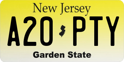 NJ license plate A20PTY