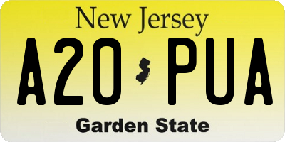 NJ license plate A20PUA