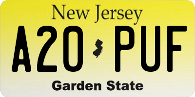 NJ license plate A20PUF