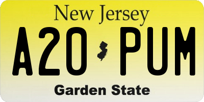 NJ license plate A20PUM