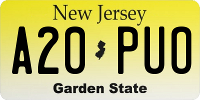 NJ license plate A20PUO