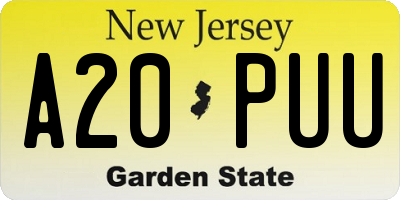 NJ license plate A20PUU