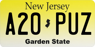 NJ license plate A20PUZ