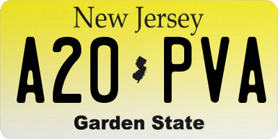 NJ license plate A20PVA