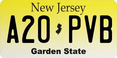 NJ license plate A20PVB