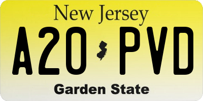 NJ license plate A20PVD