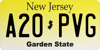 NJ license plate A20PVG