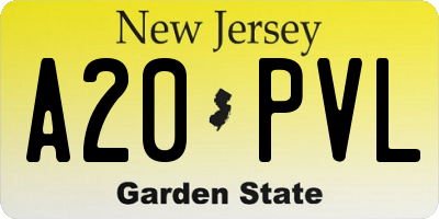 NJ license plate A20PVL
