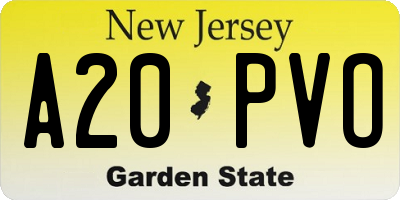 NJ license plate A20PVO