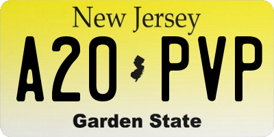 NJ license plate A20PVP