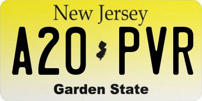 NJ license plate A20PVR