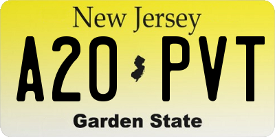 NJ license plate A20PVT
