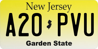 NJ license plate A20PVU