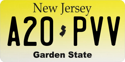 NJ license plate A20PVV