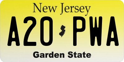 NJ license plate A20PWA