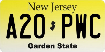NJ license plate A20PWC