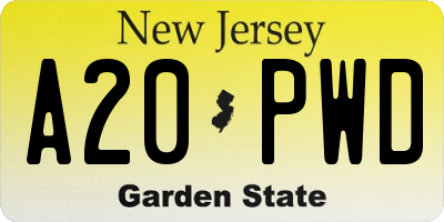 NJ license plate A20PWD