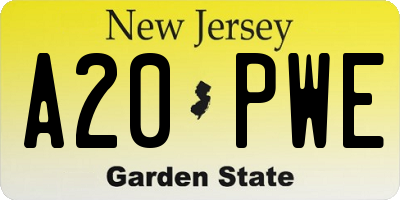 NJ license plate A20PWE