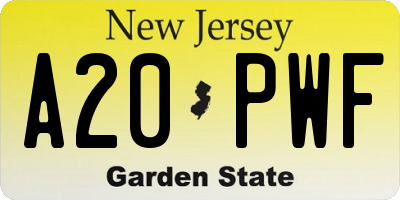 NJ license plate A20PWF