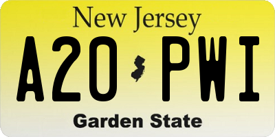 NJ license plate A20PWI