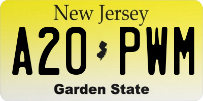 NJ license plate A20PWM