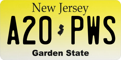 NJ license plate A20PWS