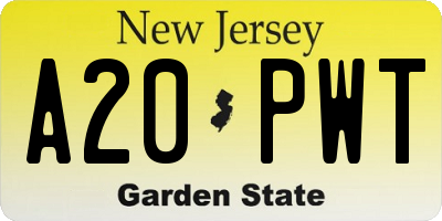 NJ license plate A20PWT